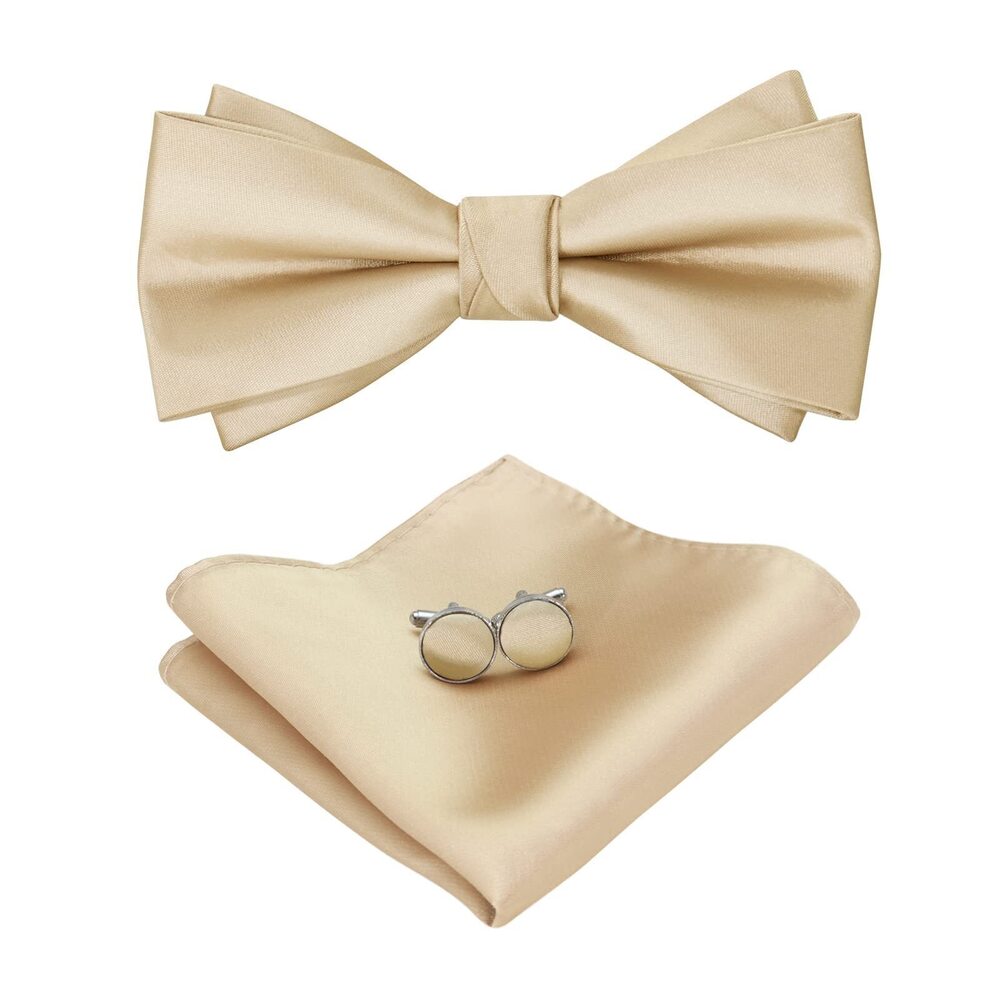 6776 Pre-tied Bowties Solid Color Adjustable Tuxedo Bow tie and Pocket